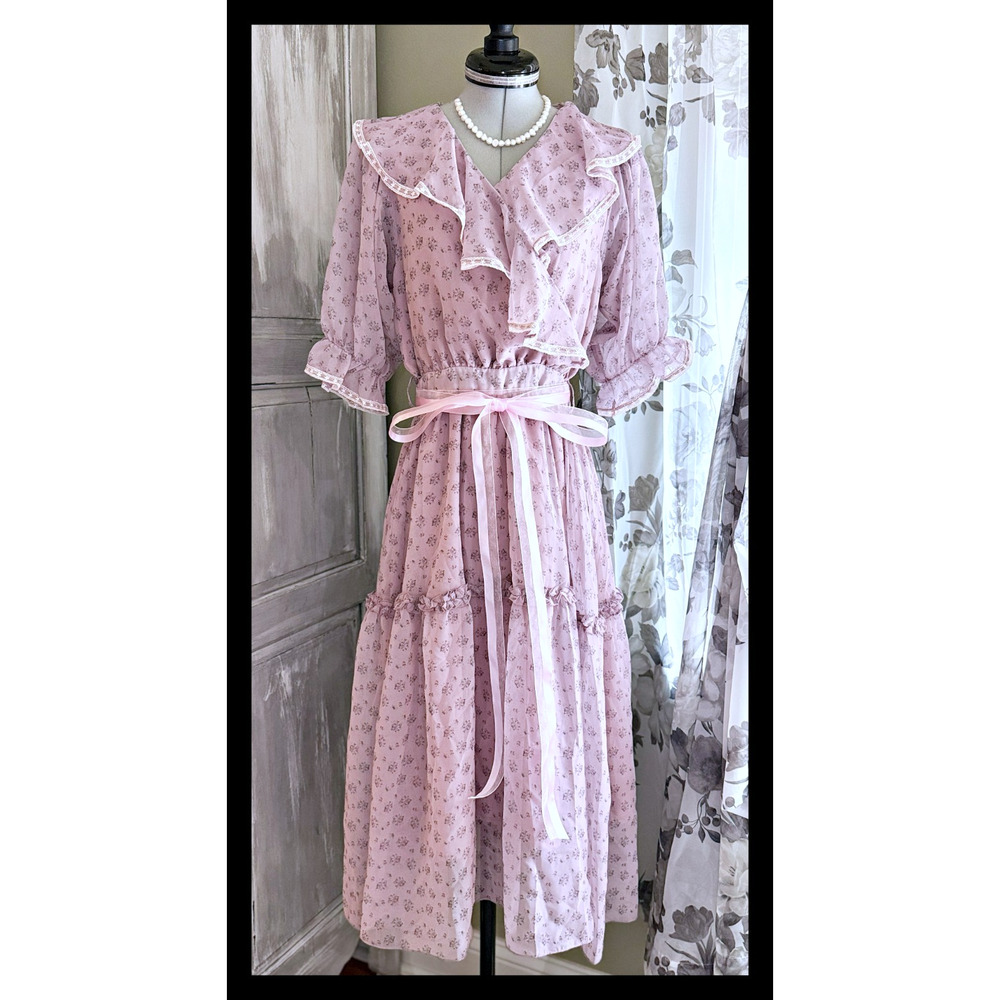 Swankiss Rose Chiffon Prairie Dress Gyaru Cottagecore Himekaji Liz Lisa Japan